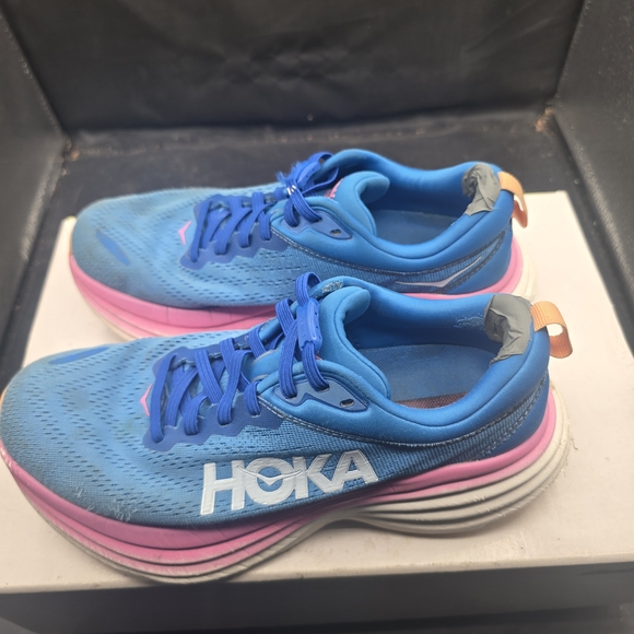 Hoka Women's Vibrant Blue and Pink Athletic Shoes - Picture 5 of 7